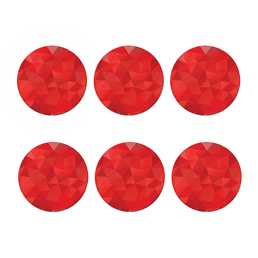 Red Polygonal Geometric Print Coaster Set