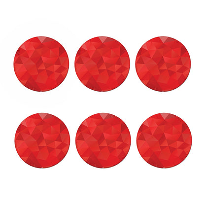 Red Polygonal Geometric Print Coaster Set