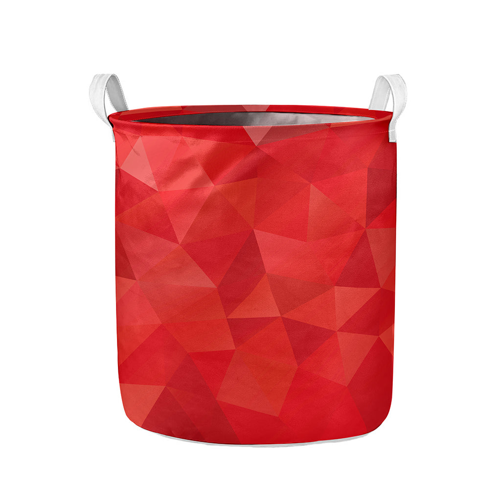 Red Polygonal Geometric Print Collapsible Laundry Basket