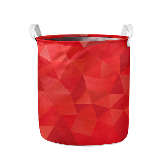 Red Polygonal Geometric Print Collapsible Laundry Basket