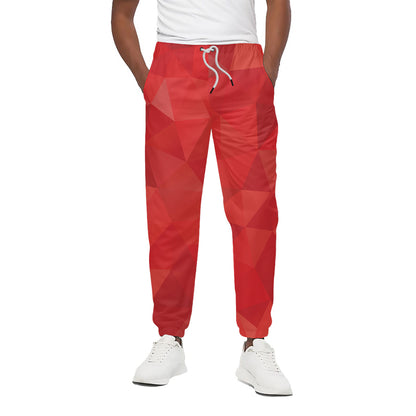 Red Polygonal Geometric Print Cotton Pants