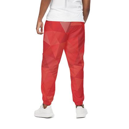 Red Polygonal Geometric Print Cotton Pants