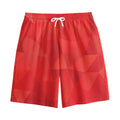 Red Polygonal Geometric Print Cotton Shorts