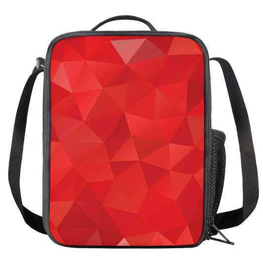 Red Polygonal Geometric Print Crossbody Lunch Bag