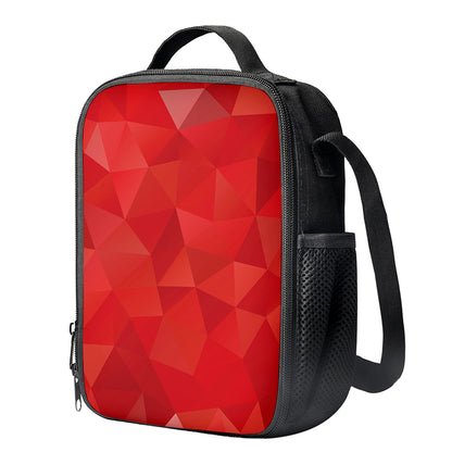 Red Polygonal Geometric Print Crossbody Lunch Bag