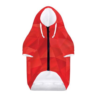 Red Polygonal Geometric Print Dog Zip Up Hoodie