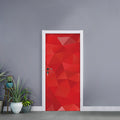 Red Polygonal Geometric Print Door Sticker