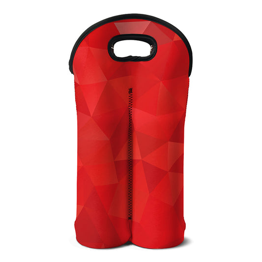Red Polygonal Geometric Print Double Neoprene Wine Tote