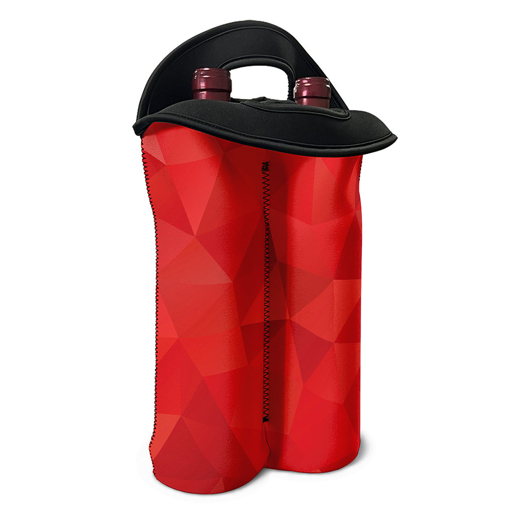 Red Polygonal Geometric Print Double Neoprene Wine Tote