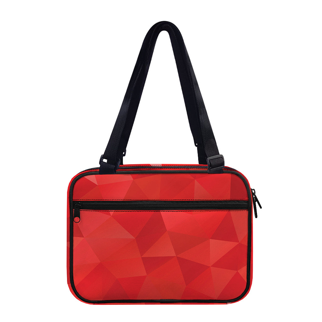 Red Polygonal Geometric Print Double Strap Bible Bag
