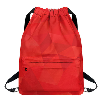 Red Polygonal Geometric Print Drawstring Backpack