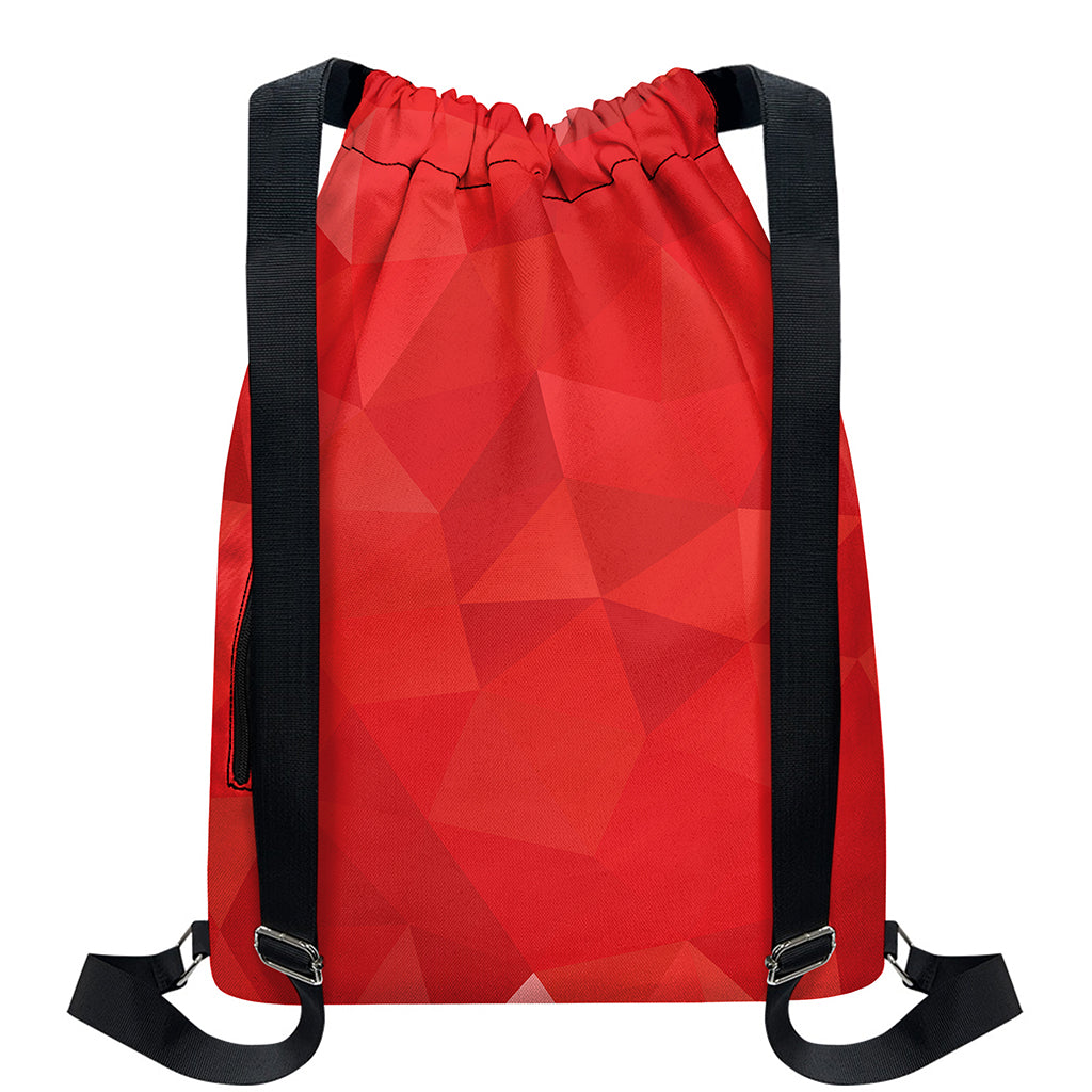 Red Polygonal Geometric Print Drawstring Backpack