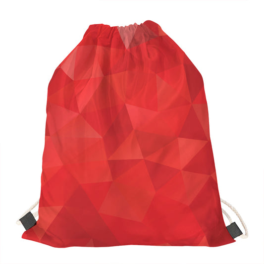 Red Polygonal Geometric Print Drawstring Bag
