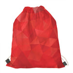Red Polygonal Geometric Print Drawstring Bag