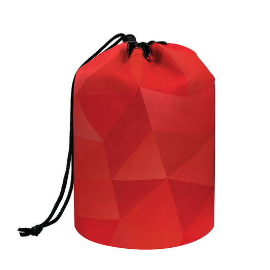 Red Polygonal Geometric Print Drawstring Makeup Bag