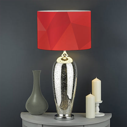 Red Polygonal Geometric Print Drum Lamp Shade