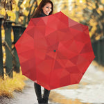 Red Polygonal Geometric Print Foldable Umbrella