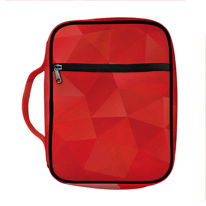 Red Polygonal Geometric Print Front Pocket Bible Bag