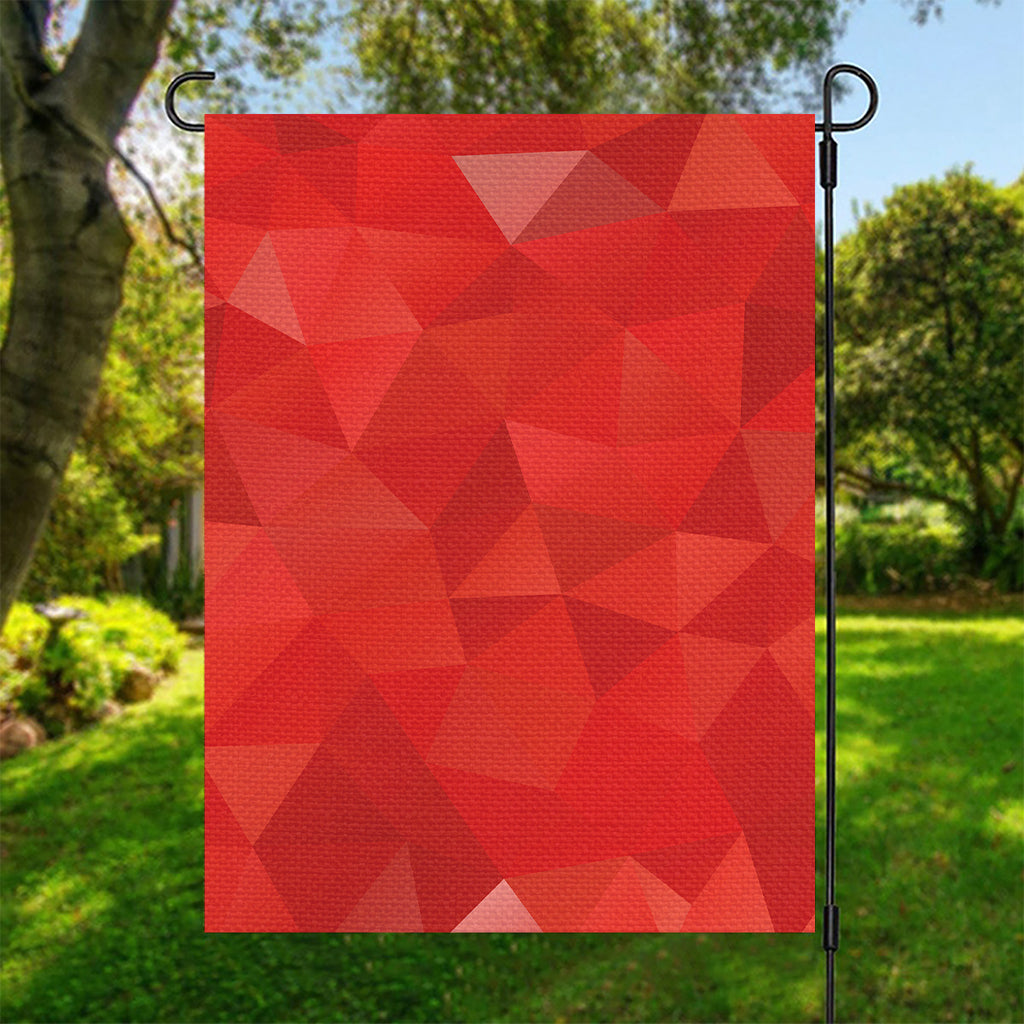 Red Polygonal Geometric Print Garden Flag