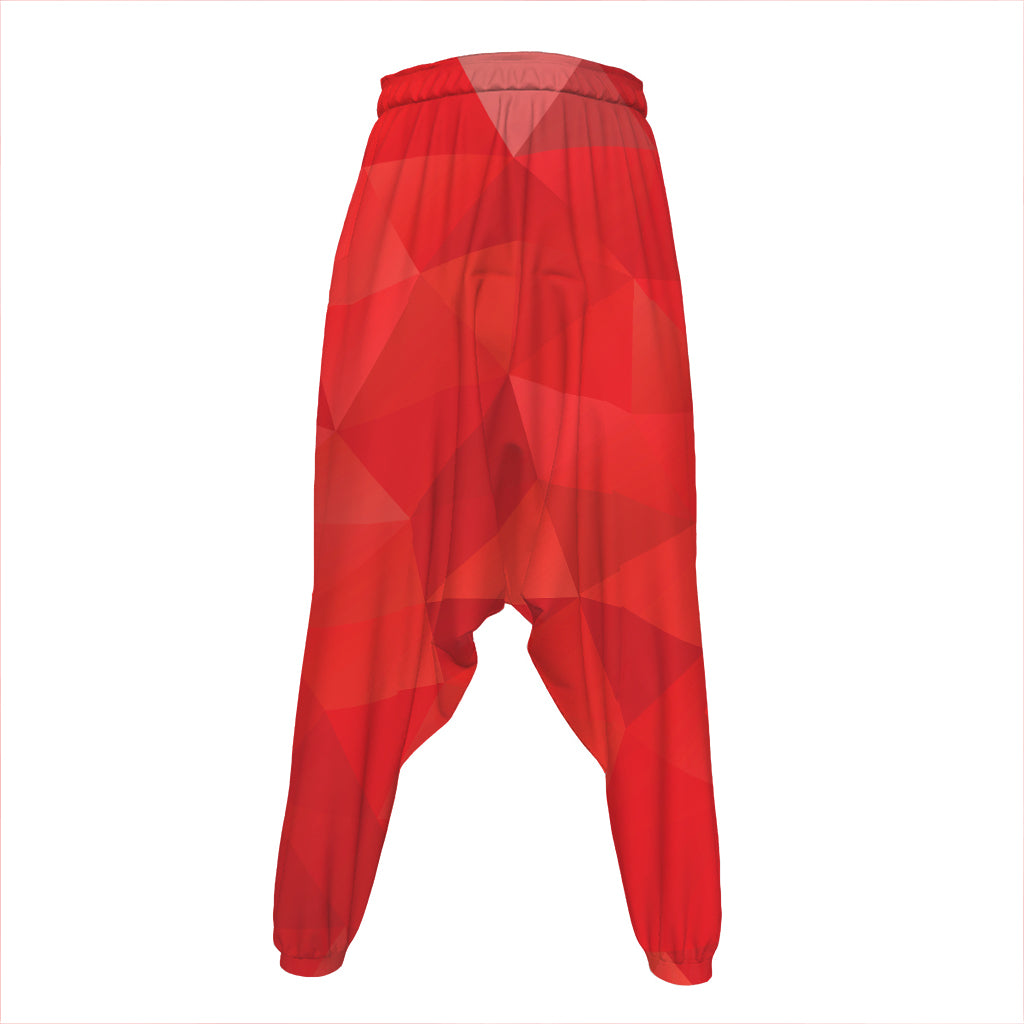 Red Polygonal Geometric Print Hammer Pants