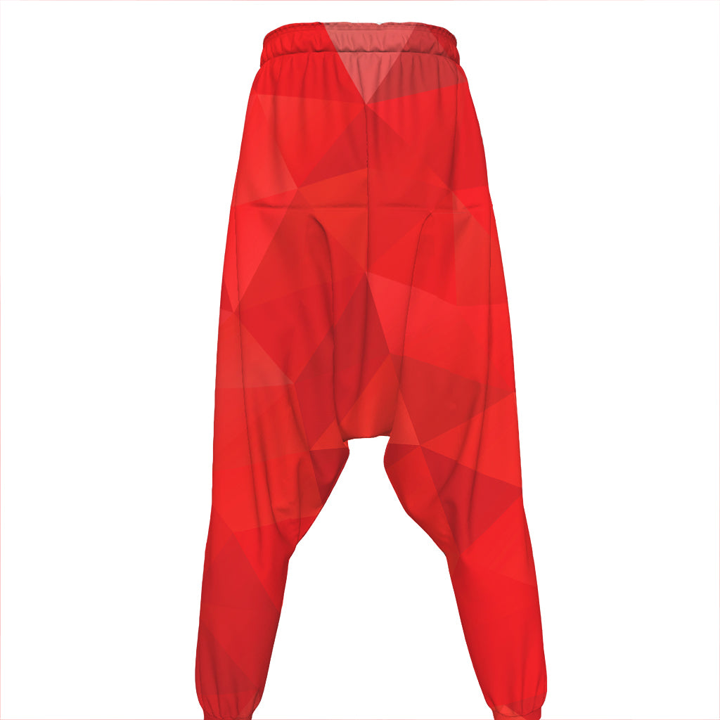 Red Polygonal Geometric Print Hammer Pants