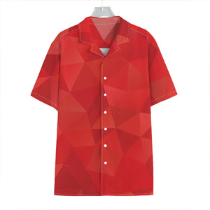 Red Polygonal Geometric Print Hawaiian Shirt