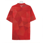 Red Polygonal Geometric Print Hawaiian Shirt