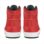 Red Polygonal Geometric Print High Top Leather Sneakers