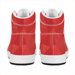 Red Polygonal Geometric Print High Top Leather Sneakers