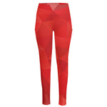 Red Polygonal Geometric Print High-Waisted Pocket Leggings