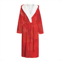 Red Polygonal Geometric Print Hooded Bathrobe