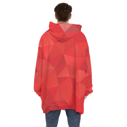 Red Polygonal Geometric Print Hoodie Blanket