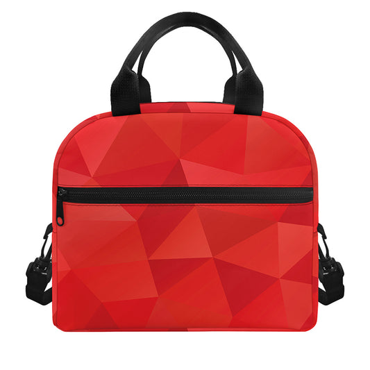 Red Polygonal Geometric Print Insulated Lunch Bag
