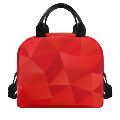 Red Polygonal Geometric Print Insulated Lunch Bag