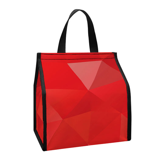 Red Polygonal Geometric Print Insulated Lunch Tote