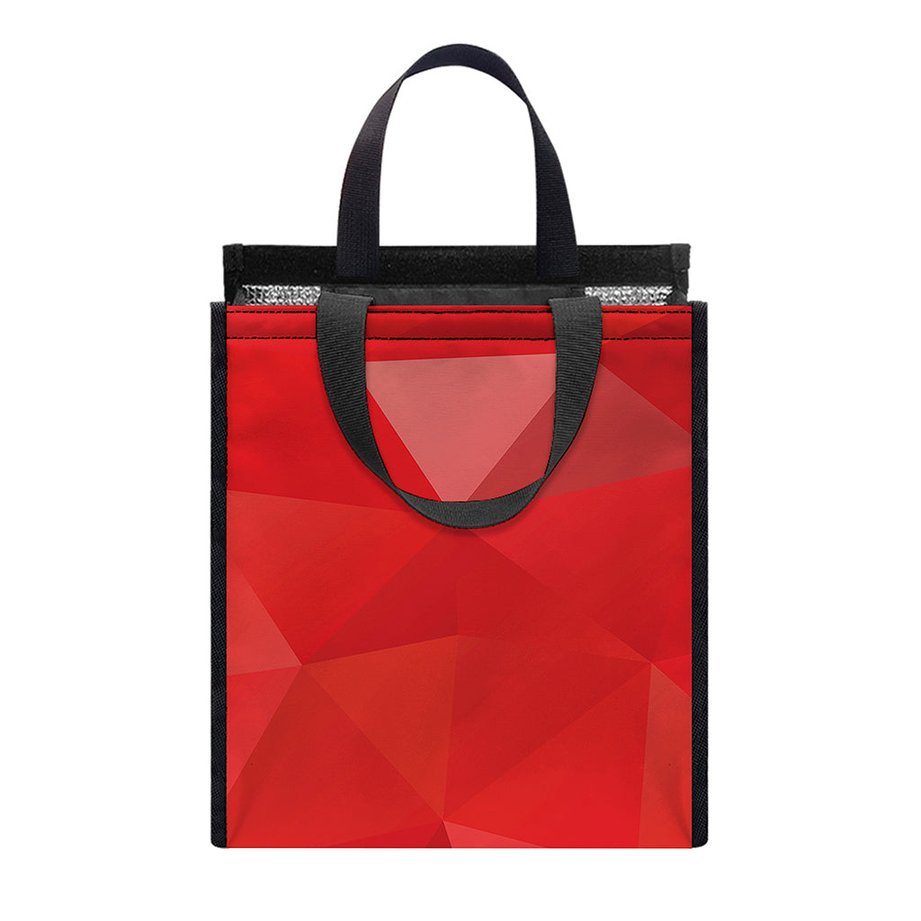 Red Polygonal Geometric Print Insulated Lunch Tote