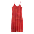 Red Polygonal Geometric Print Jersey Midi Cami Dress