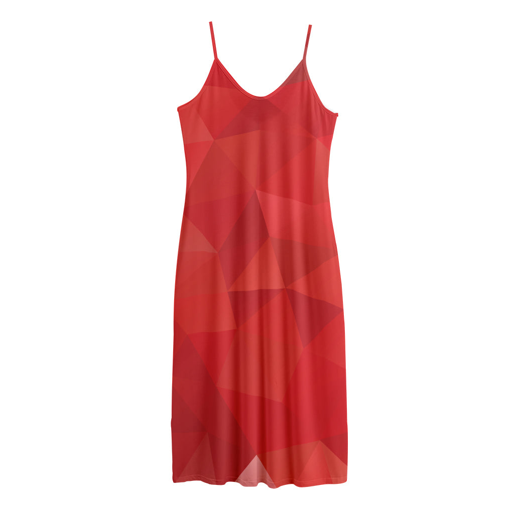 Red Polygonal Geometric Print Jersey Midi Cami Dress