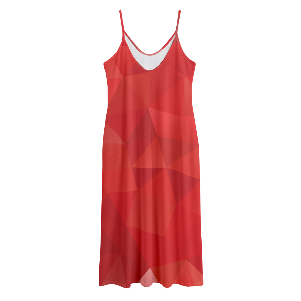Red Polygonal Geometric Print Jersey Midi Cami Dress