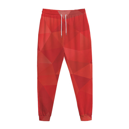 Red Polygonal Geometric Print Jogger Pants