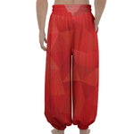 Red Polygonal Geometric Print Lantern Pants
