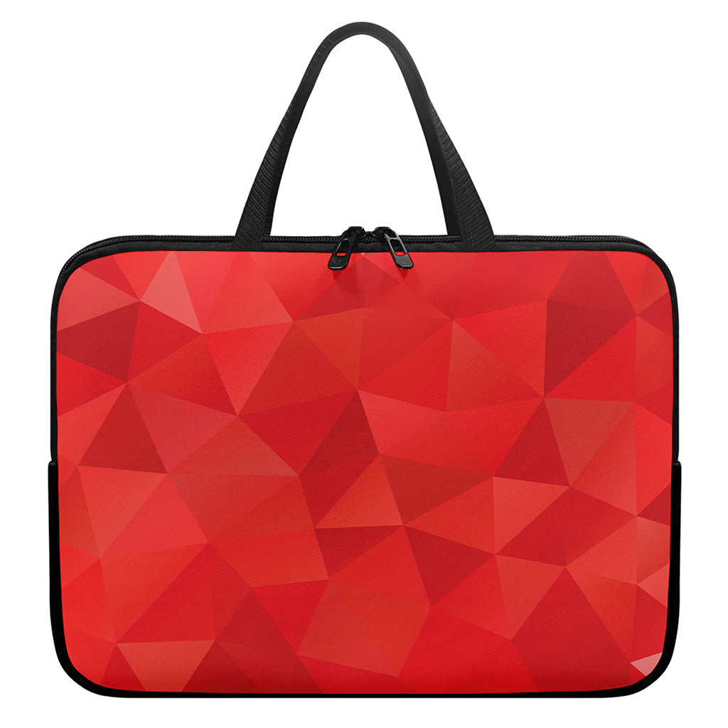 Red Polygonal Geometric Print Laptop Sleeve With Handle