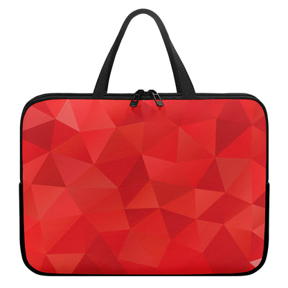 Red Polygonal Geometric Print Laptop Sleeve With Handle