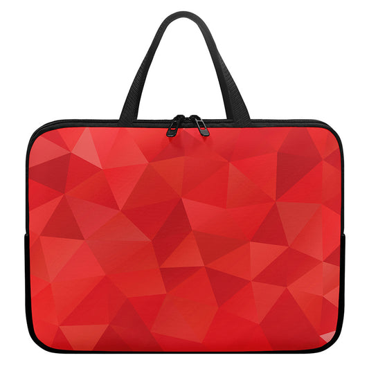Red Polygonal Geometric Print Laptop Sleeve With Handle