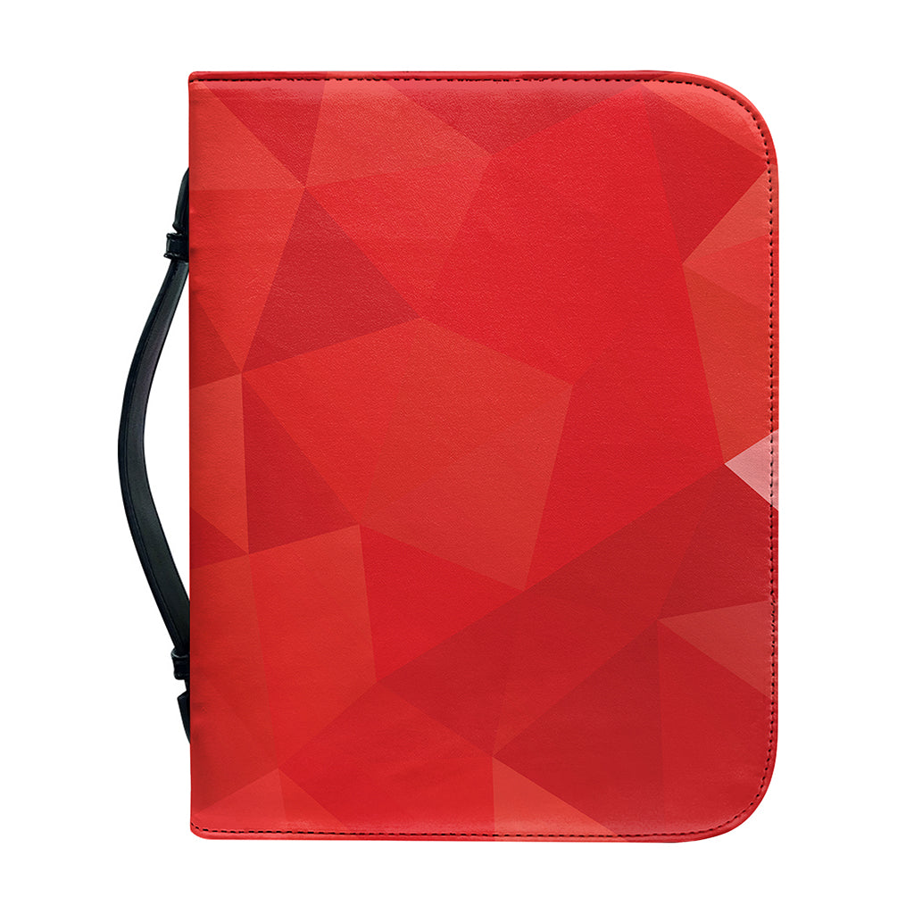 Red Polygonal Geometric Print Leather Bible Cover
