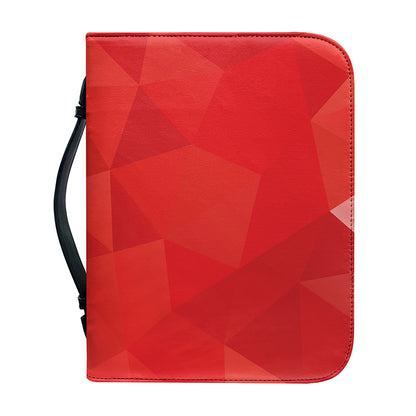 Red Polygonal Geometric Print Leather Bible Cover