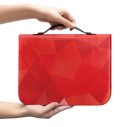 Red Polygonal Geometric Print Leather Bible Cover