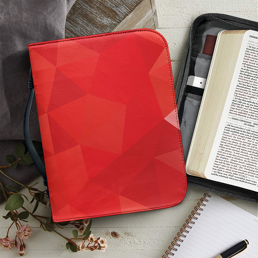 Red Polygonal Geometric Print Leather Bible Cover