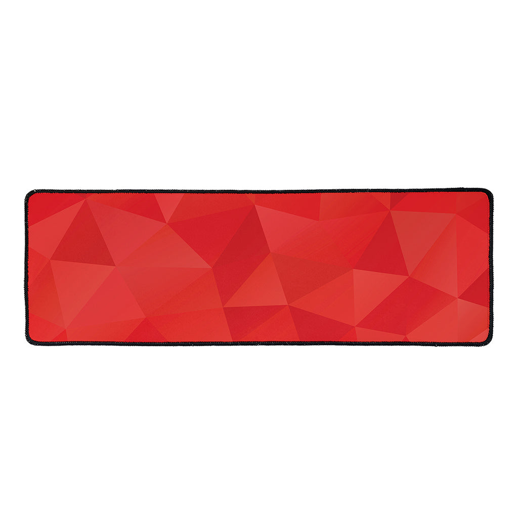 Red Polygonal Geometric Print Long Kitchen Mat