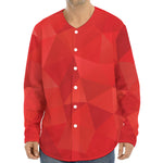 Red Polygonal Geometric Print Long Sleeve Baseball Jersey